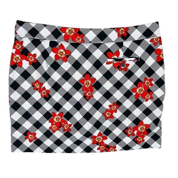 Greg Norman Skirt Skort Floral/Plaid Print Pull On Stretchy Golf Tennid Sz XL - Picture 3 of 9